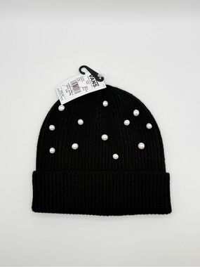 Vans Black Knit Beanie with Pearl Accents